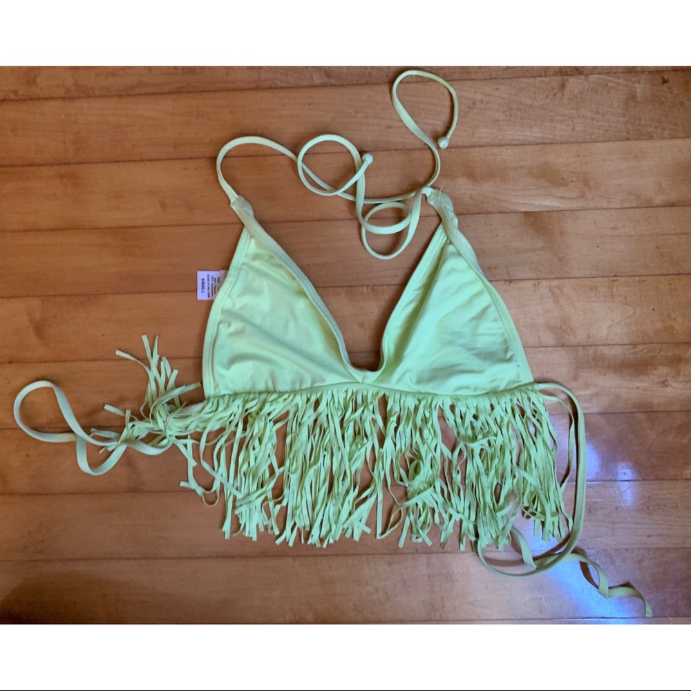L Space Neon Green Fringe Top
